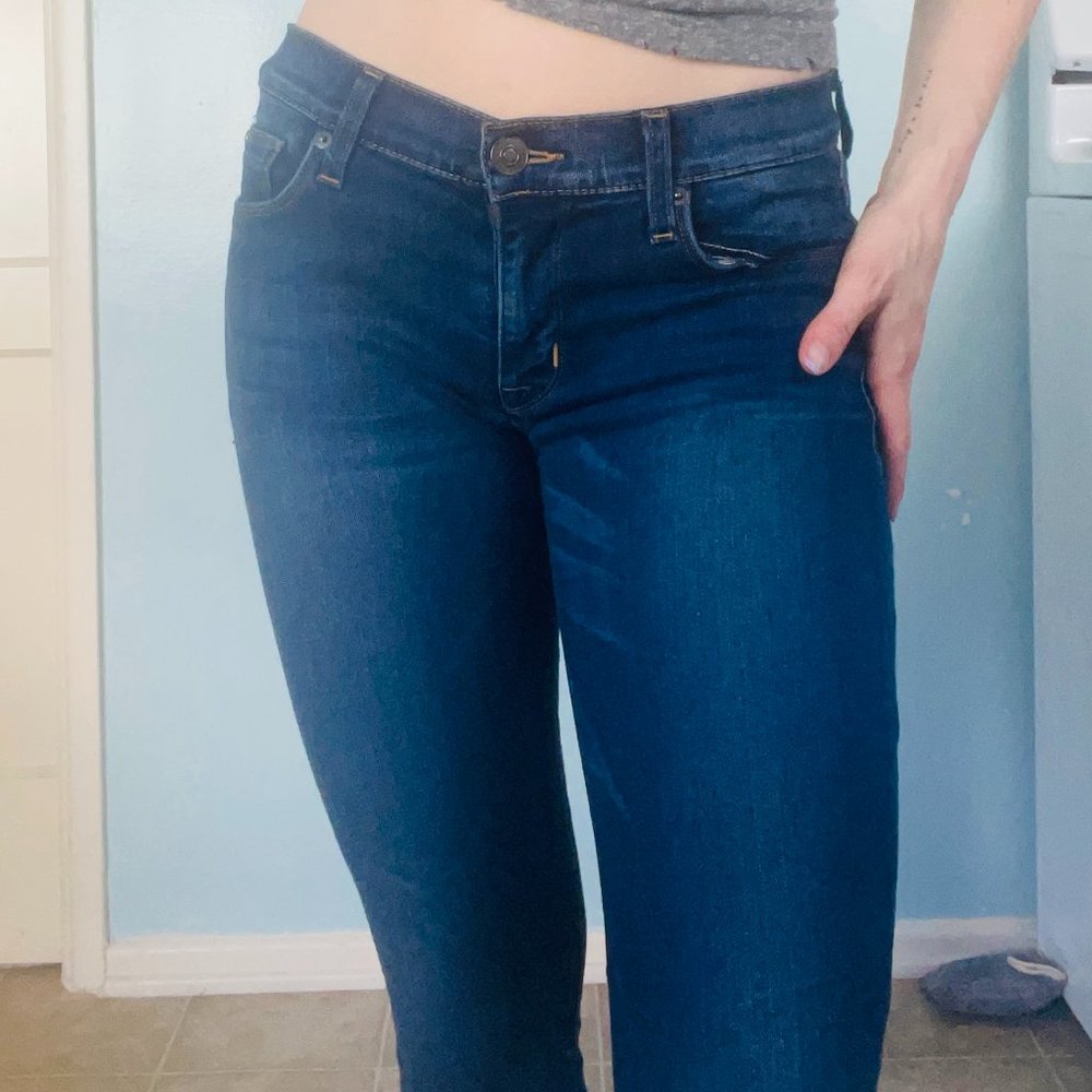 Hudson Skinny Jeans with Cropped Raw Ankle
